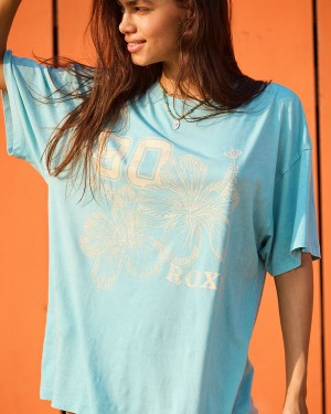 Roxy Hibiscus Collegiate Oversized T-shirts | 69528-GNDW