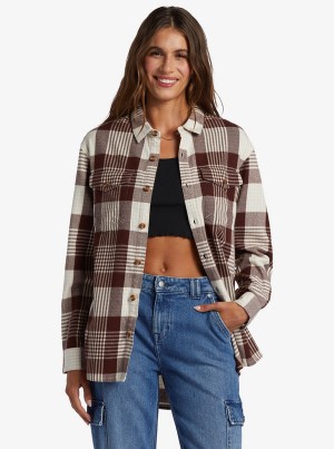 Roxy Let It Go Flannel Long Sleeve Oberteile | 87509-AHMP