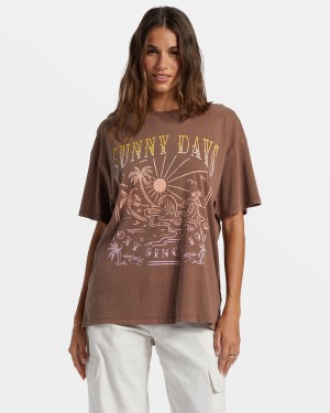 Roxy Sunny Days Oversized Boyfriend T-shirts | 68341-QKOY