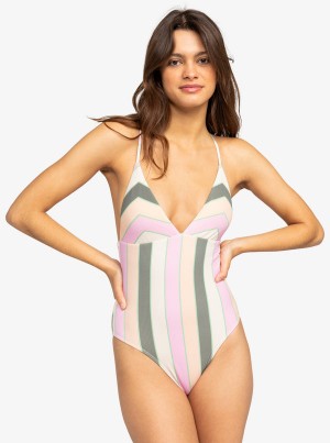 Roxy Vista Stripe One-Piece Badeanzüge | 19806-CUTI