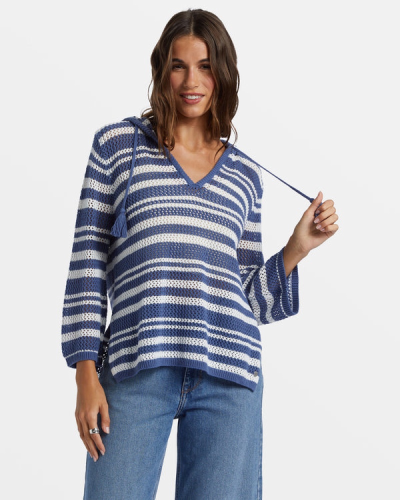 Roxy After Beach Break Stripe V-Neck Pullover | 64582-QRIU