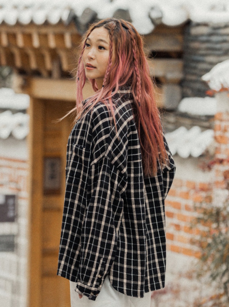 Roxy Chloe Kim Oversized Flannel Oberteile | 41278-JKSF