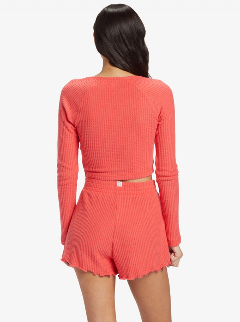 Roxy Cropped Long Sleeve Waffle Oberteile | 17924-ANHU