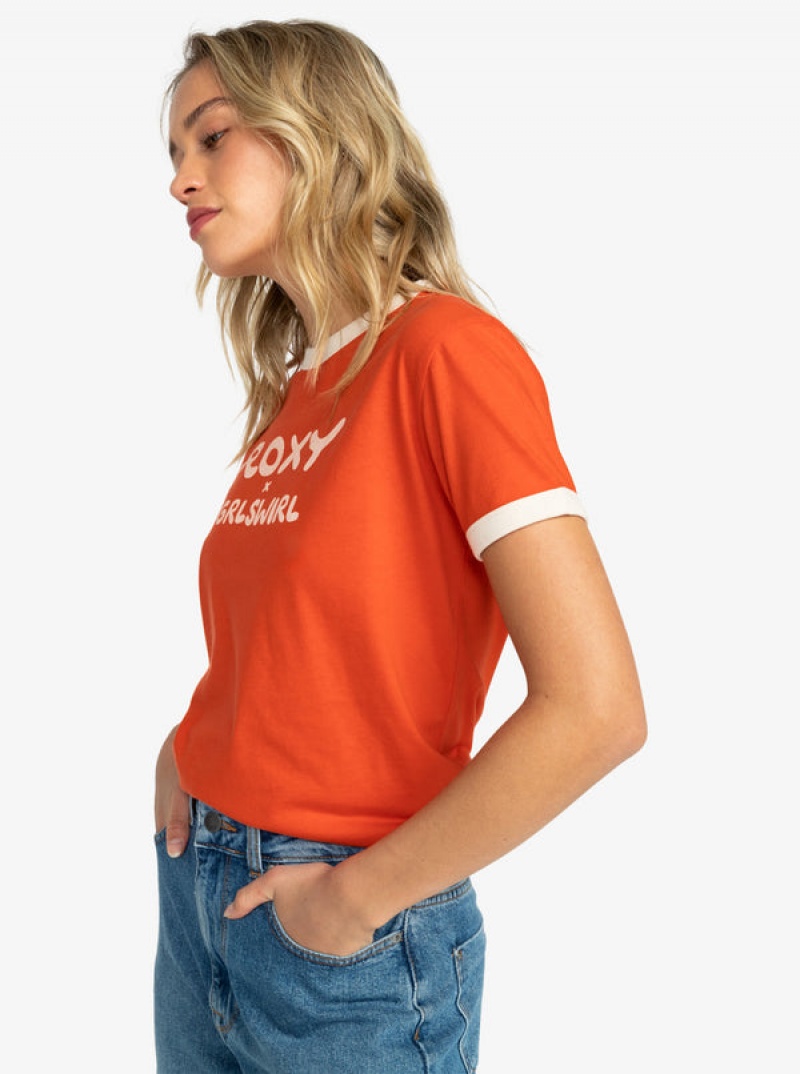 Roxy Grl Swirl Ringer T-shirts | 69471-FKBQ