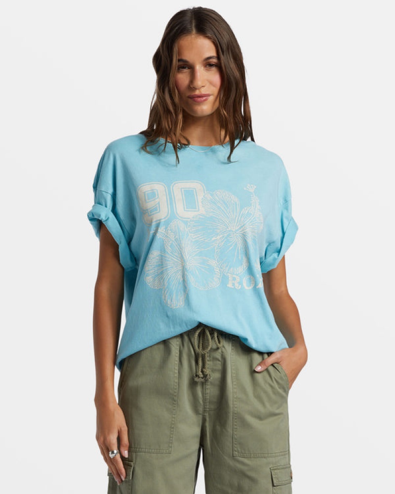 Roxy Hibiscus Collegiate Oversized T-shirts | 69528-GNDW