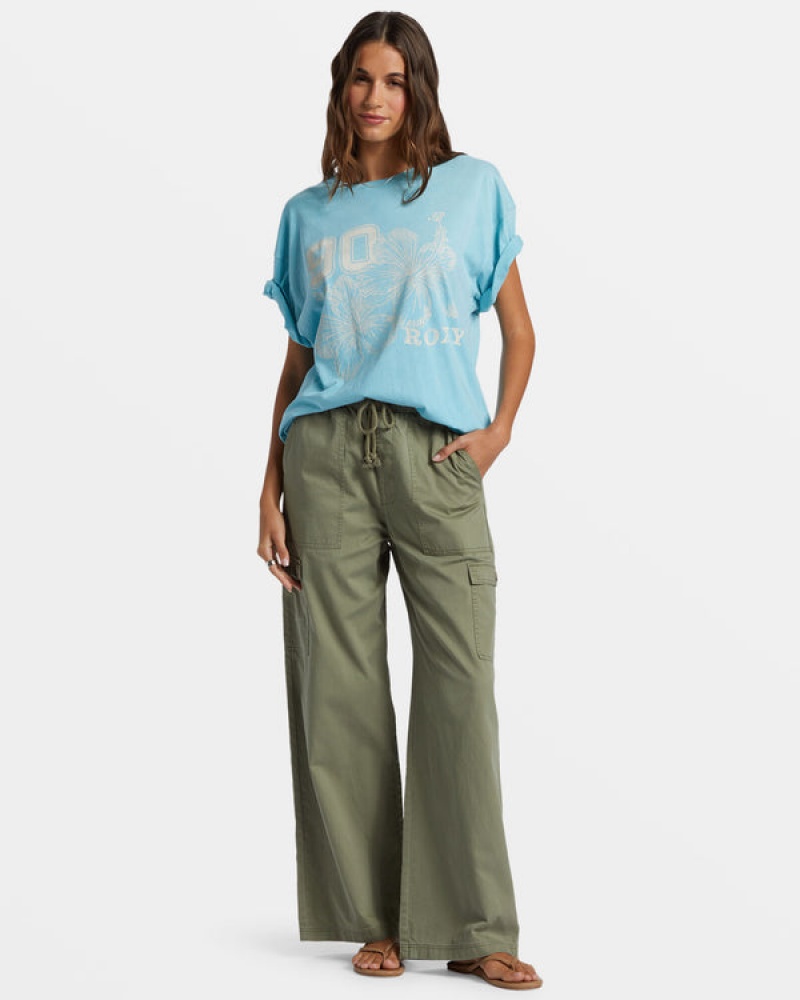 Roxy Hibiscus Collegiate Oversized T-shirts | 69528-GNDW