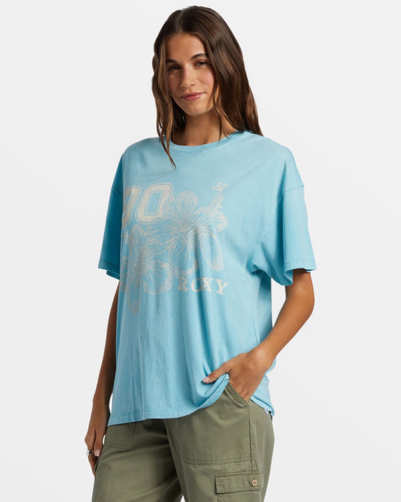 Roxy Hibiscus Collegiate Oversized T-shirts | 69528-GNDW