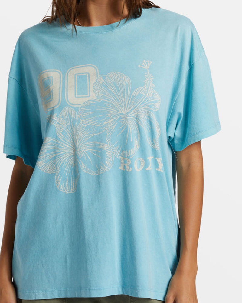 Roxy Hibiscus Collegiate Oversized T-shirts | 69528-GNDW