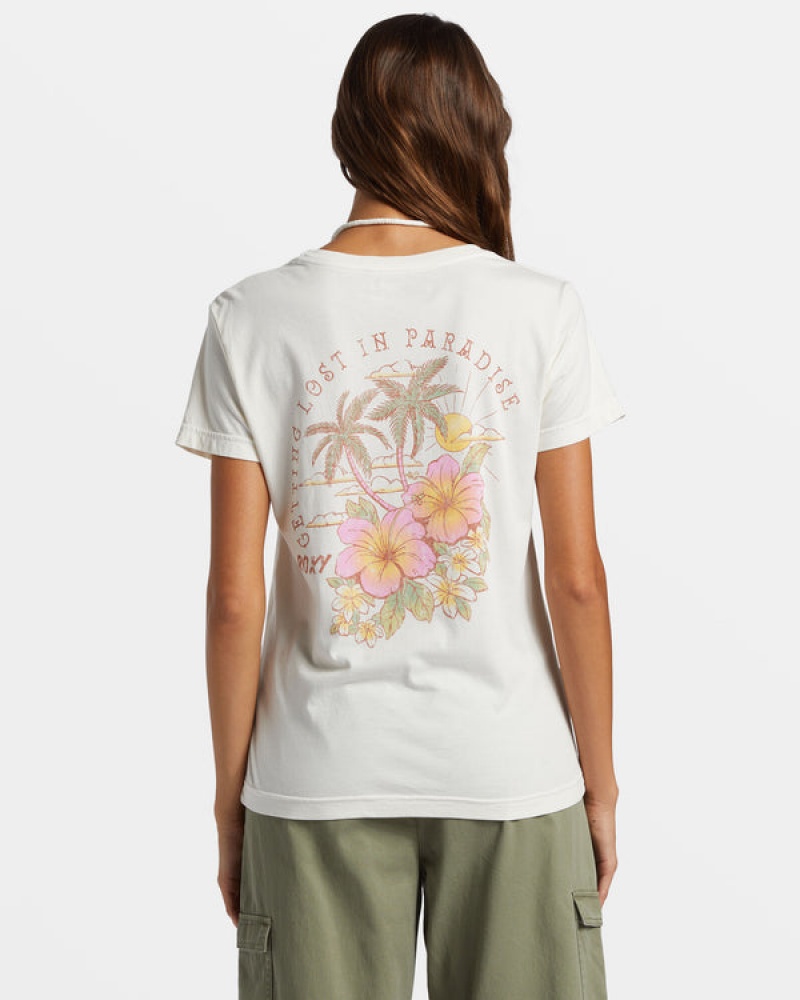 Roxy Hibiscus Paradise Boyfriend T-shirts | 82640-WJLF