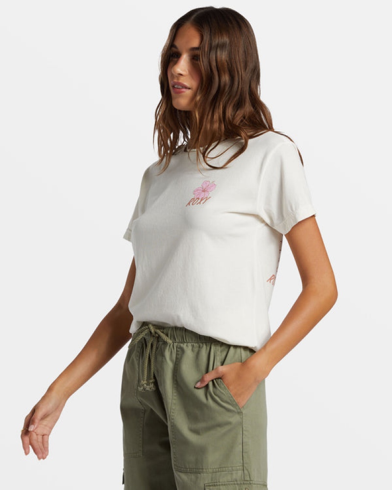 Roxy Hibiscus Paradise Boyfriend T-shirts | 82640-WJLF