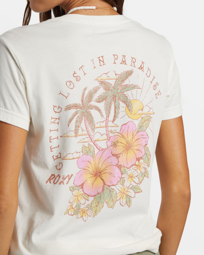 Roxy Hibiscus Paradise Boyfriend T-shirts | 82640-WJLF