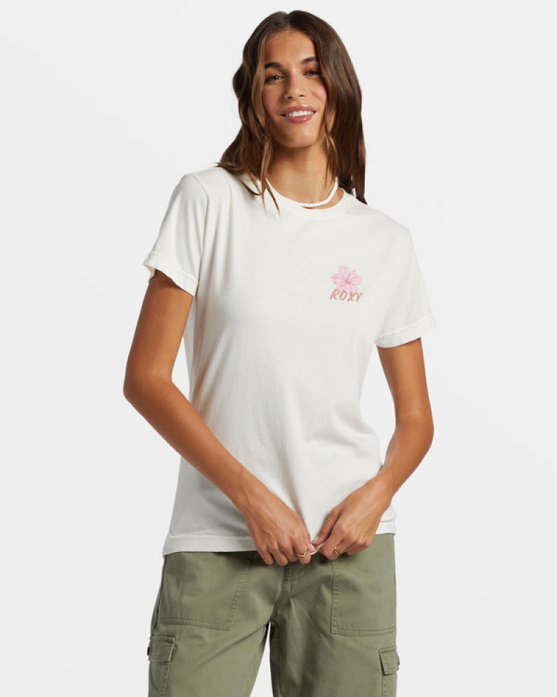 Roxy Hibiscus Paradise Boyfriend T-shirts | 82640-WJLF