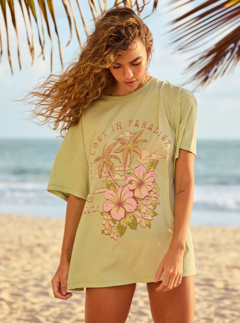 Roxy Hibiscus Paradise Oversized Boyfriend T-shirts | 96275-HNVY