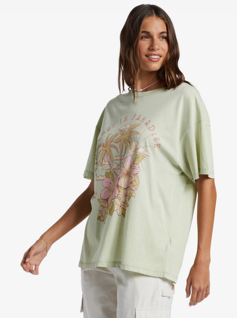 Roxy Hibiscus Paradise Oversized Boyfriend T-shirts | 96275-HNVY