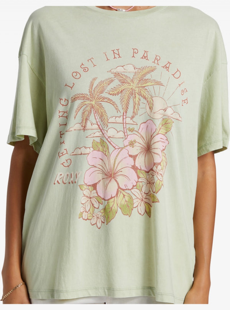 Roxy Hibiscus Paradise Oversized Boyfriend T-shirts | 96275-HNVY