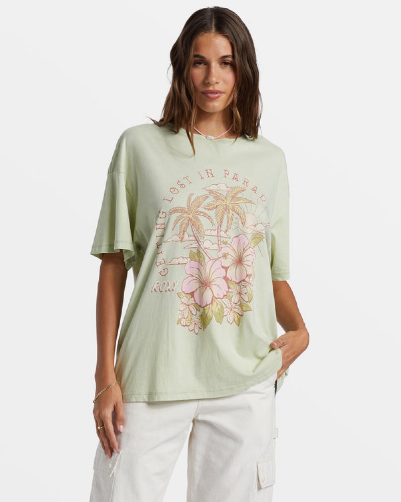 Roxy Hibiscus Paradise Oversized Boyfriend T-shirts | 96275-HNVY