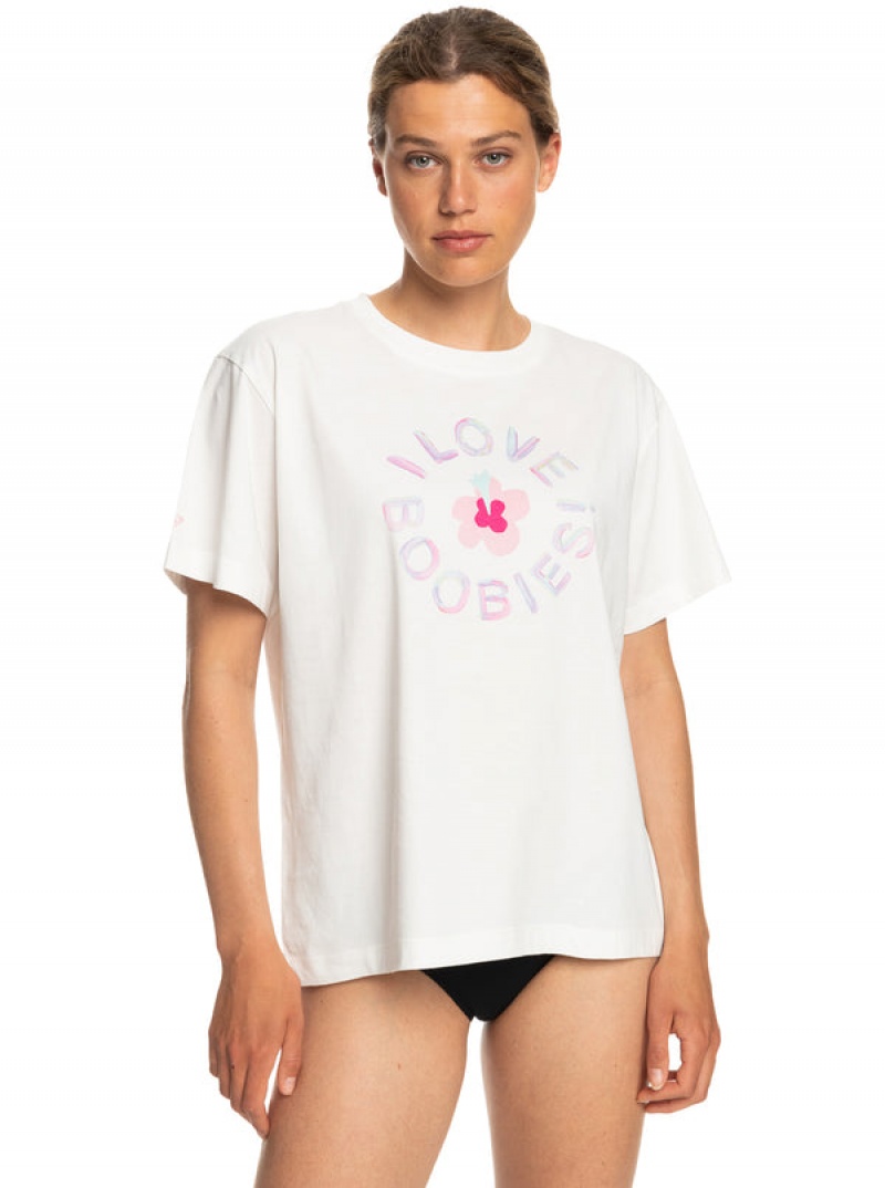 Roxy Keep A Breast Day T-shirts | 08327-ZTFM