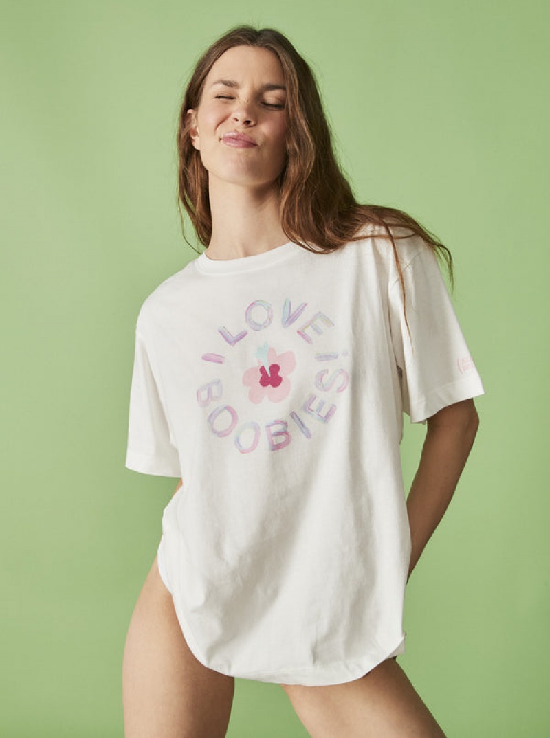 Roxy Keep A Breast Day T-shirts | 08327-ZTFM