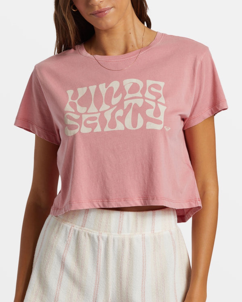 Roxy Kinda Salty Cropped T-shirts | 52678-BHQR