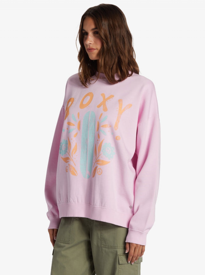 Roxy Lineup Oversized Crew Neck Hoodie | 39287-TKDR