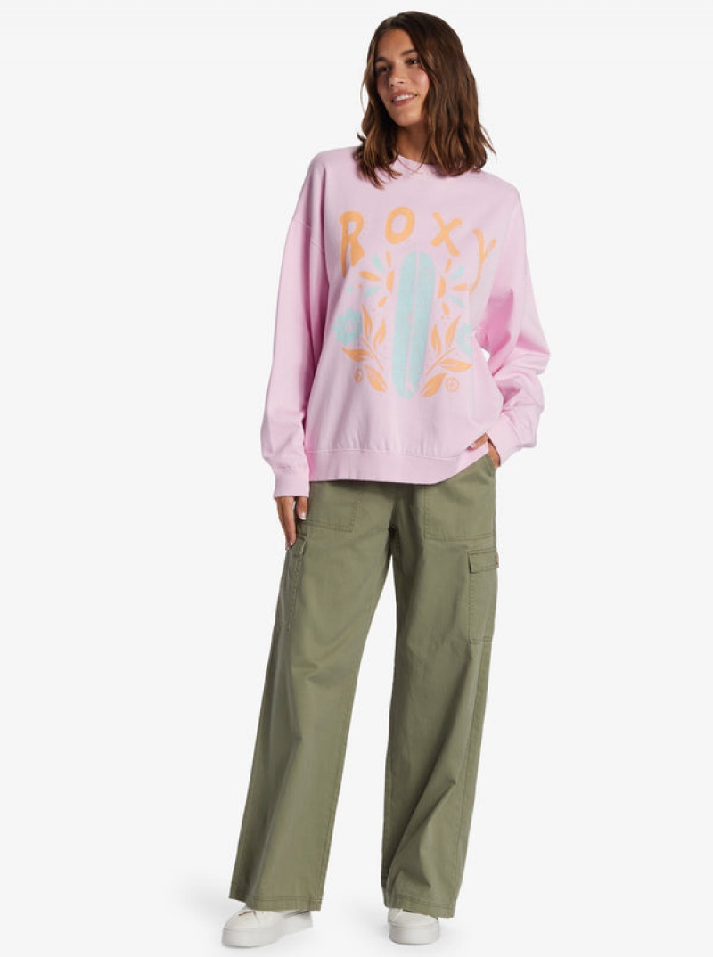 Roxy Lineup Oversized Crew Neck Hoodie | 39287-TKDR