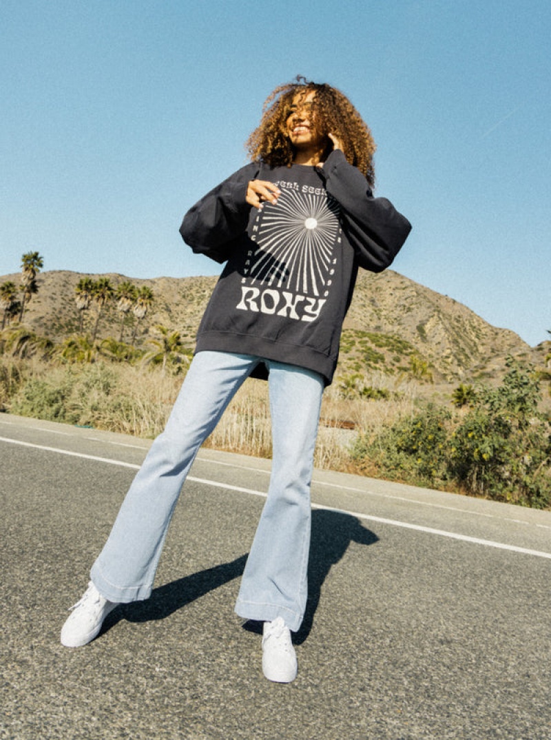 Roxy Lineup Oversized Crew Neck Hoodie | 08726-ISZD