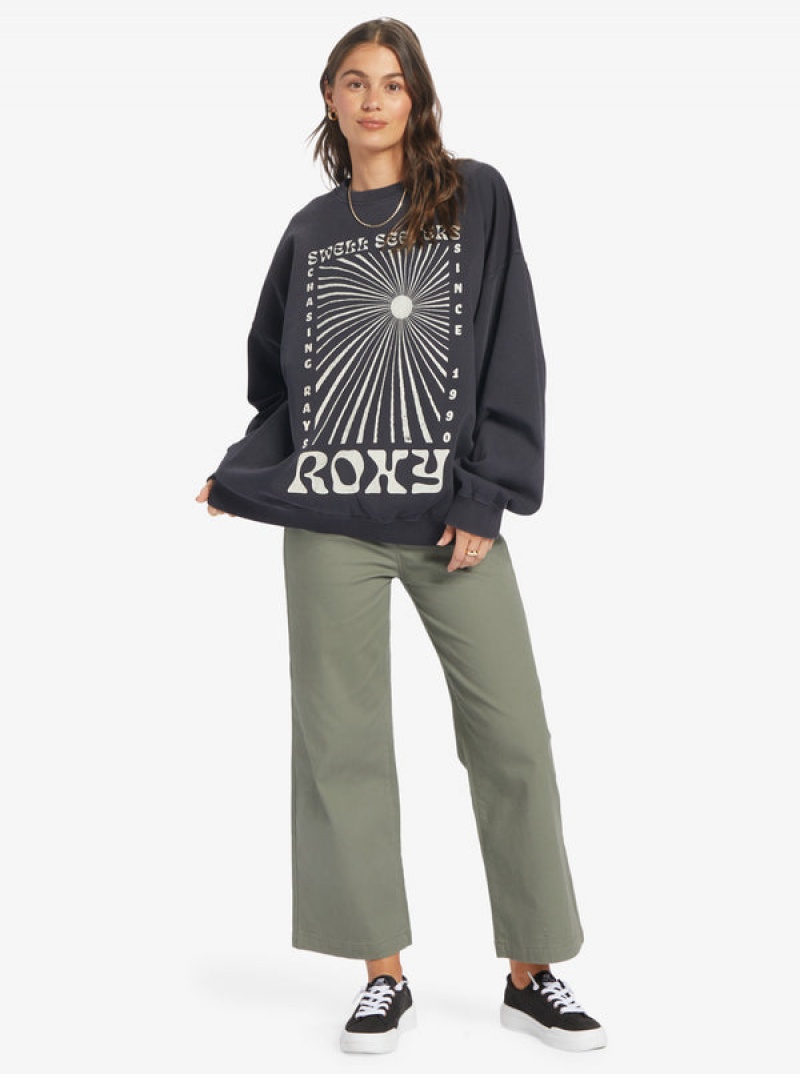 Roxy Lineup Oversized Crew Neck Hoodie | 08726-ISZD