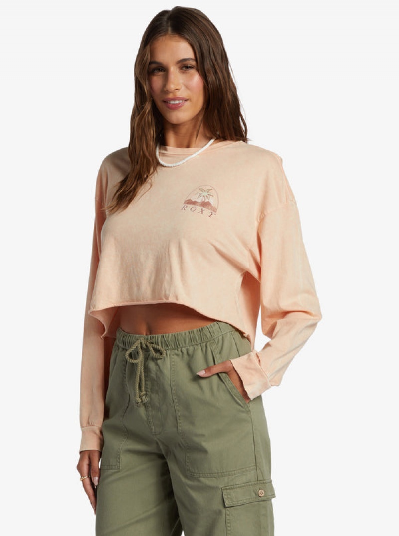 Roxy Palm Arcana Cropped Oversized Long Sleeve Hoodie | 19248-EGDW