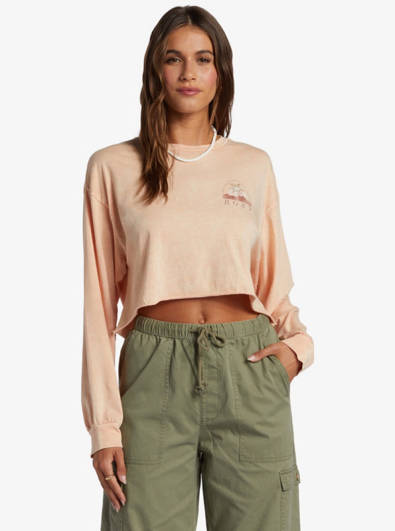 Roxy Palm Arcana Cropped Oversized Long Sleeve Hoodie | 19248-EGDW