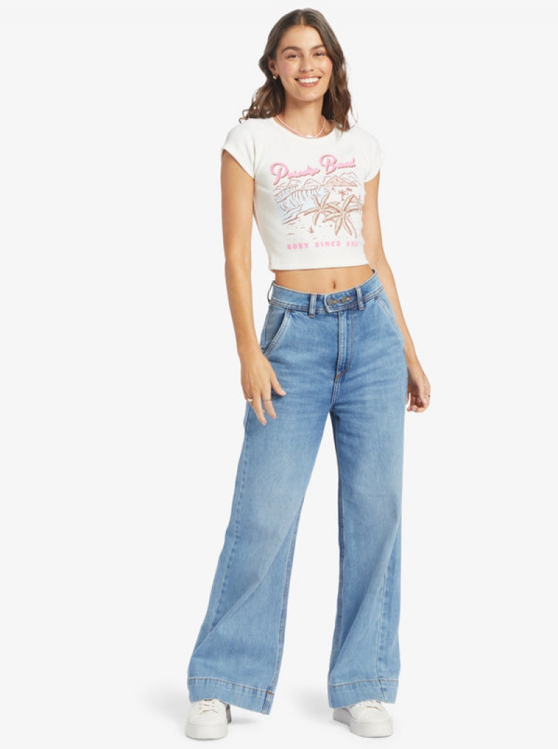 Roxy Paradise Bound Crop Gerippt T-shirts | 87163-UEIO