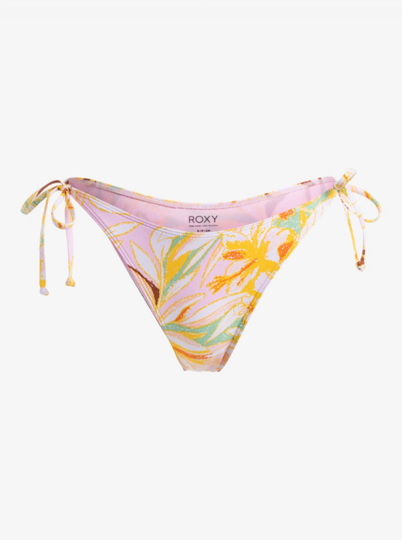 Roxy Printed Beach Classics Tie Side High Leg Cheeky Bikinihosen | 01986-WXJZ