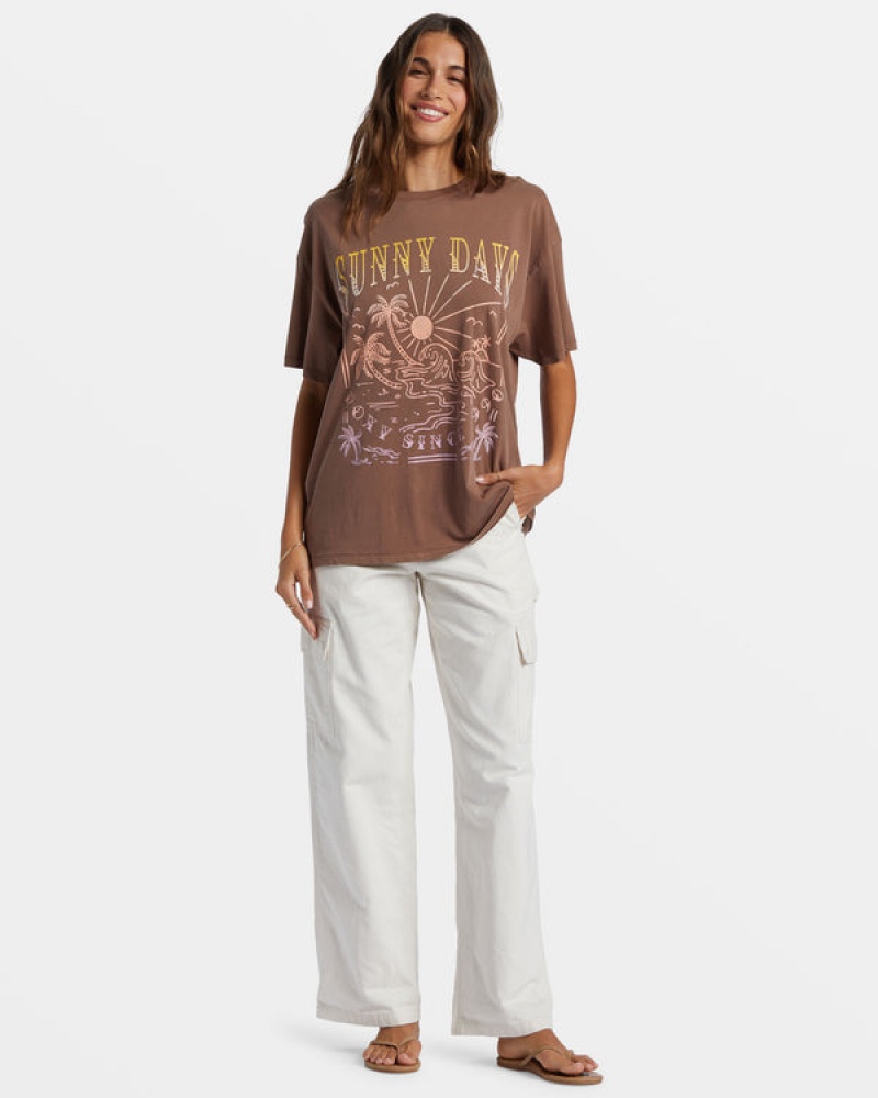 Roxy Sunny Days Oversized Boyfriend T-shirts | 68341-QKOY