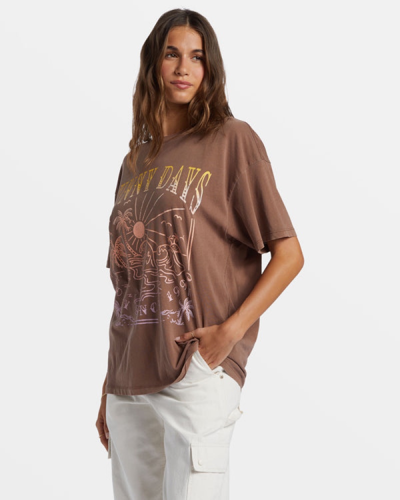 Roxy Sunny Days Oversized Boyfriend T-shirts | 68341-QKOY