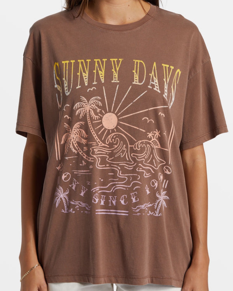 Roxy Sunny Days Oversized Boyfriend T-shirts | 68341-QKOY