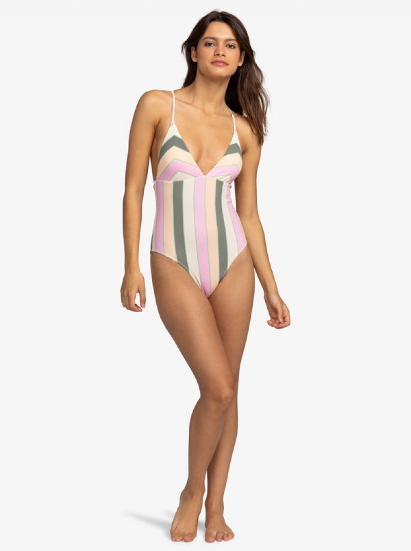 Roxy Vista Stripe One-Piece Badeanzüge | 19806-CUTI