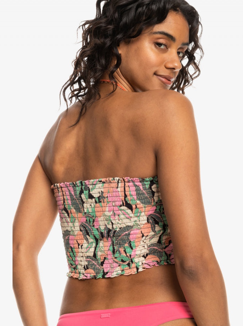 Roxy Warm Waters Ruched Bandeau Oberteile | 41035-VTQM